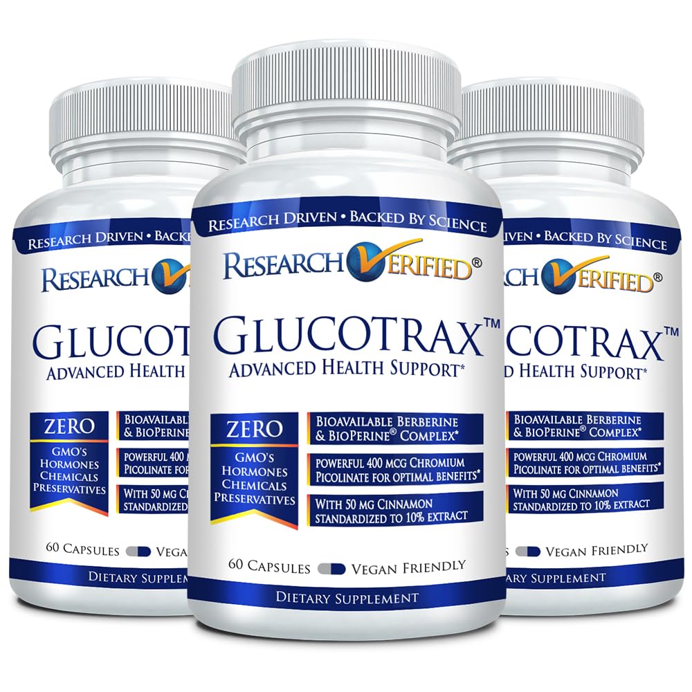 Front label of Research Verified Glucotrax bottle