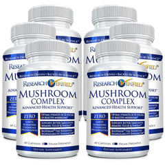 Research Verified Mushroom Complex bottle with 360 vegan capsules