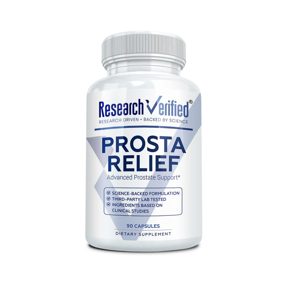 Research Verified ProstaRelief bottle for daily prostate support.
