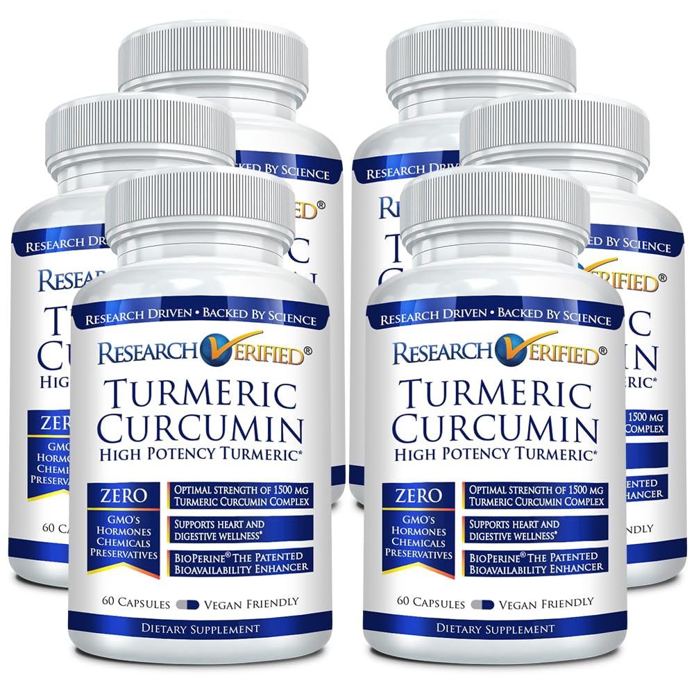 Research Verified Turmeric Curcumin bottle with BioPerine label
