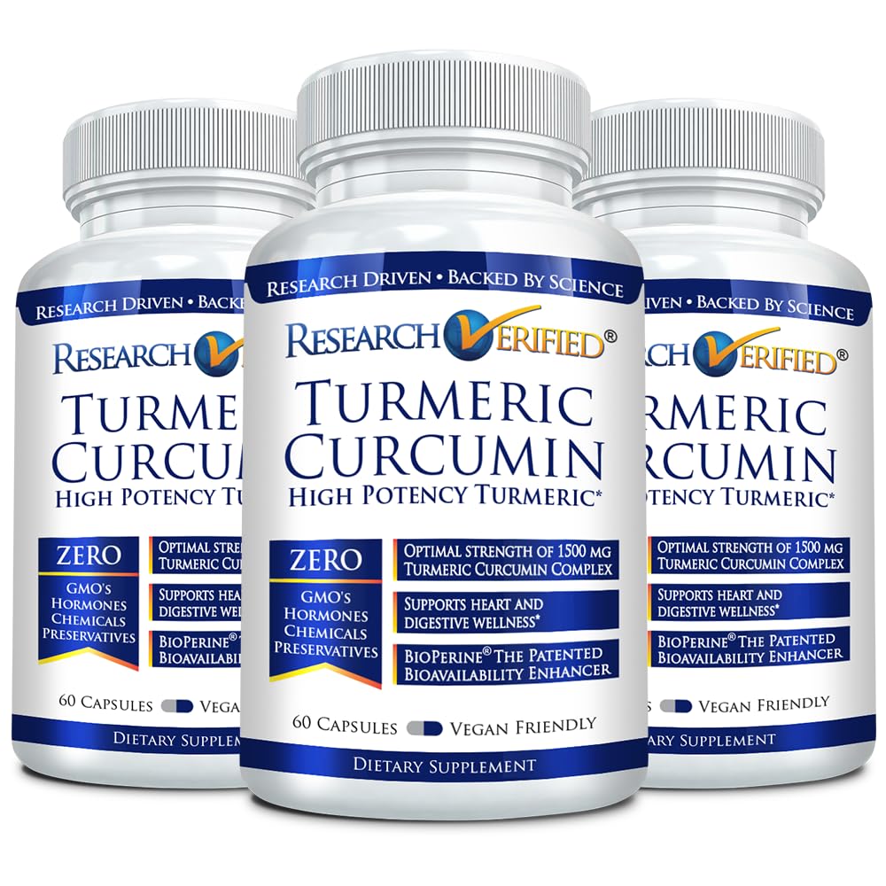 Bottle of Research Verified Turmeric Curcumin with BioPerine - 1500mg