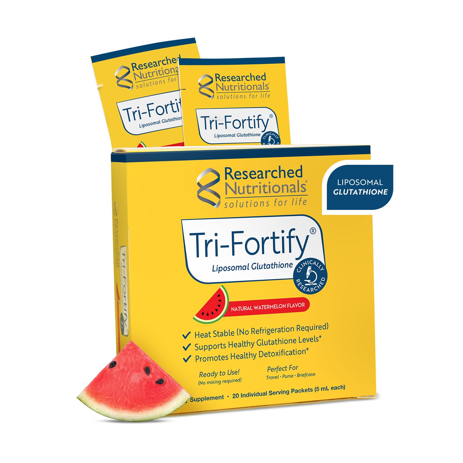 Researched Nutritionals liposomal glutathione bottle cap for easy daily antioxidant support.