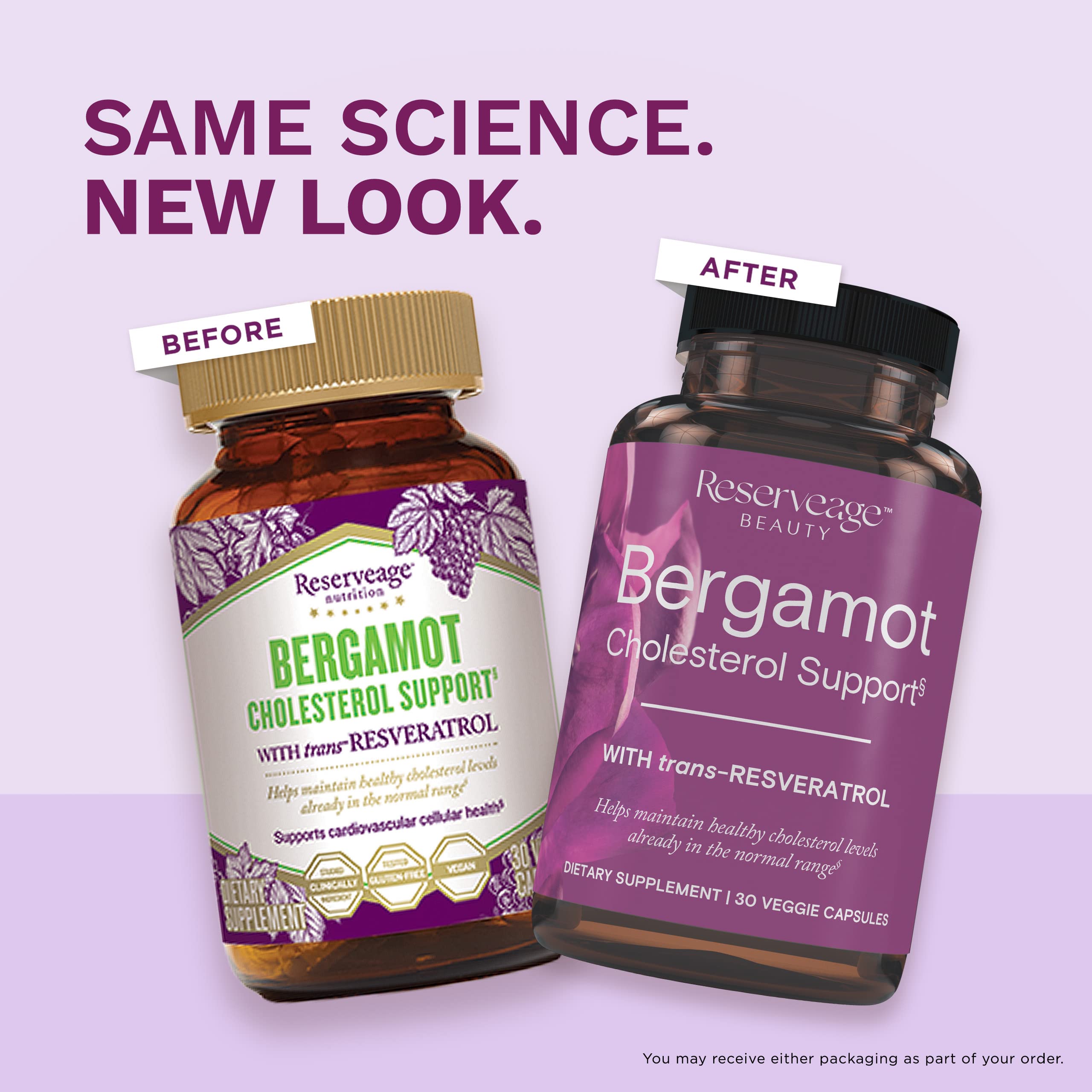Box and bottle of Reserveage Bergamot supplement on white background