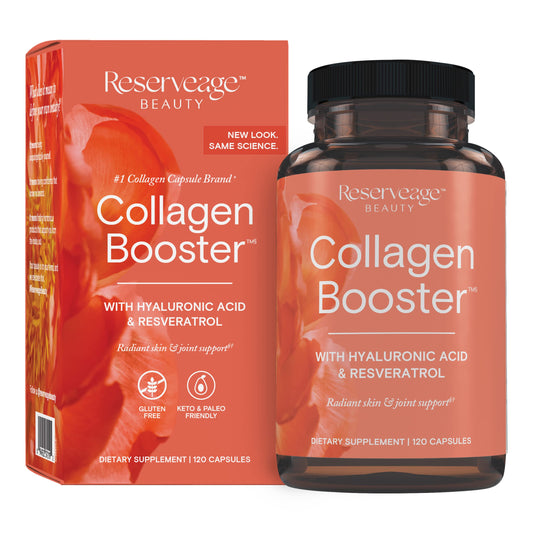 Bottle of Reserveage Beauty Collagen Booster with 120 capsules