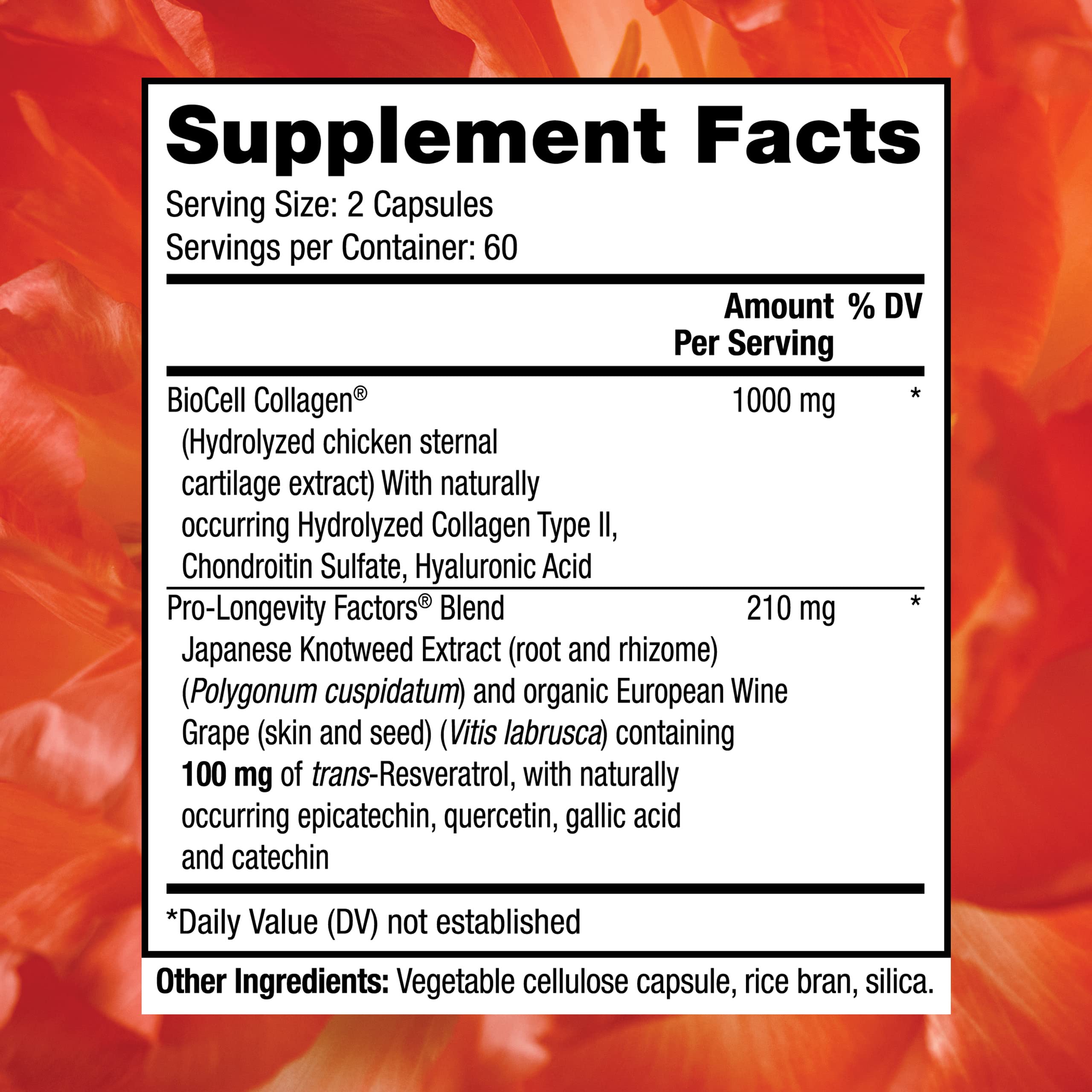 Reserveage Beauty Collagen Booster capsules spilling from the bottle indicate easy daily use.