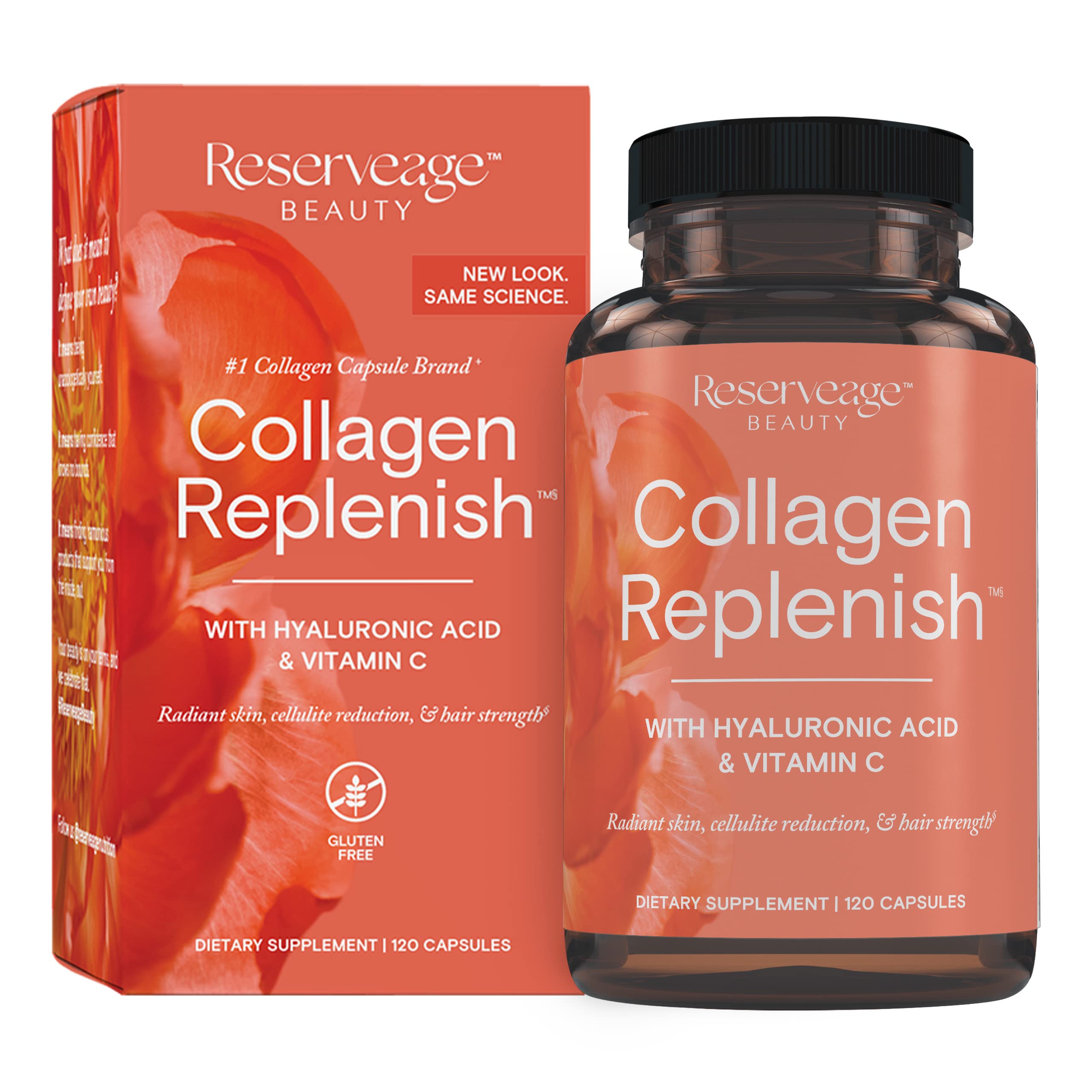 Reserveage Beauty Collagen Replenish bottle on white background