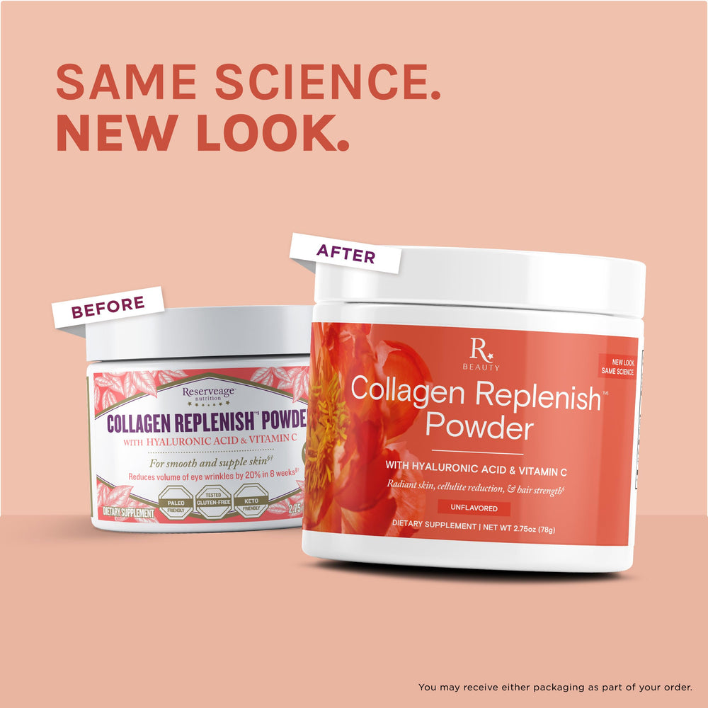 Packaging and branding for Reserveage Beauty Collagen Replenish Powder