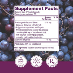 Bottle and packaging of Reserveage Beauty Resveratrol 500 mg