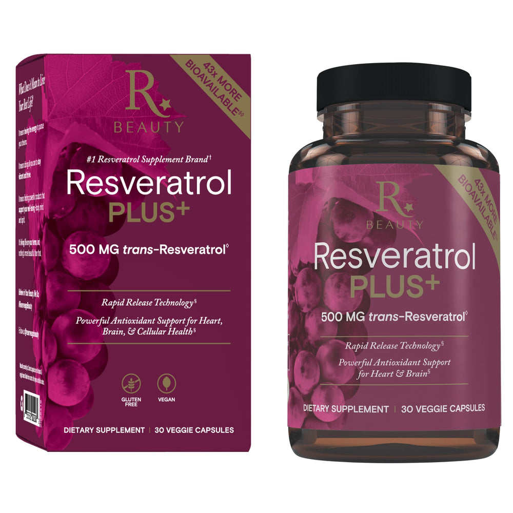Reserveage Beauty Resveratrol Plus+ 500 mg bottle