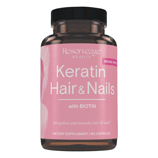 Reserveage Keratin Hair Booster bottle with Biotin and Resveratrol