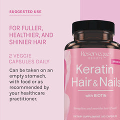 Bottle of Reserveage Keratin Hair Booster with 60 capsules