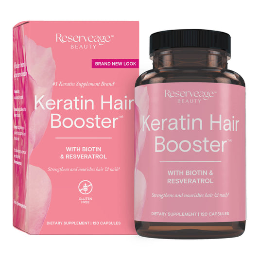 Bottle of Reserveage Keratin Hair Booster 120 capsules