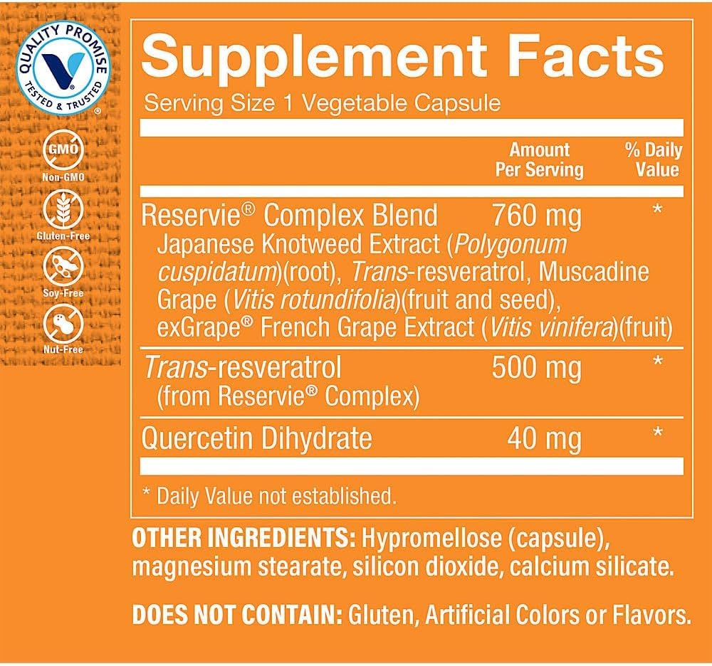 Product label highlighting vegan, non-GMO formula and 60 capsules.