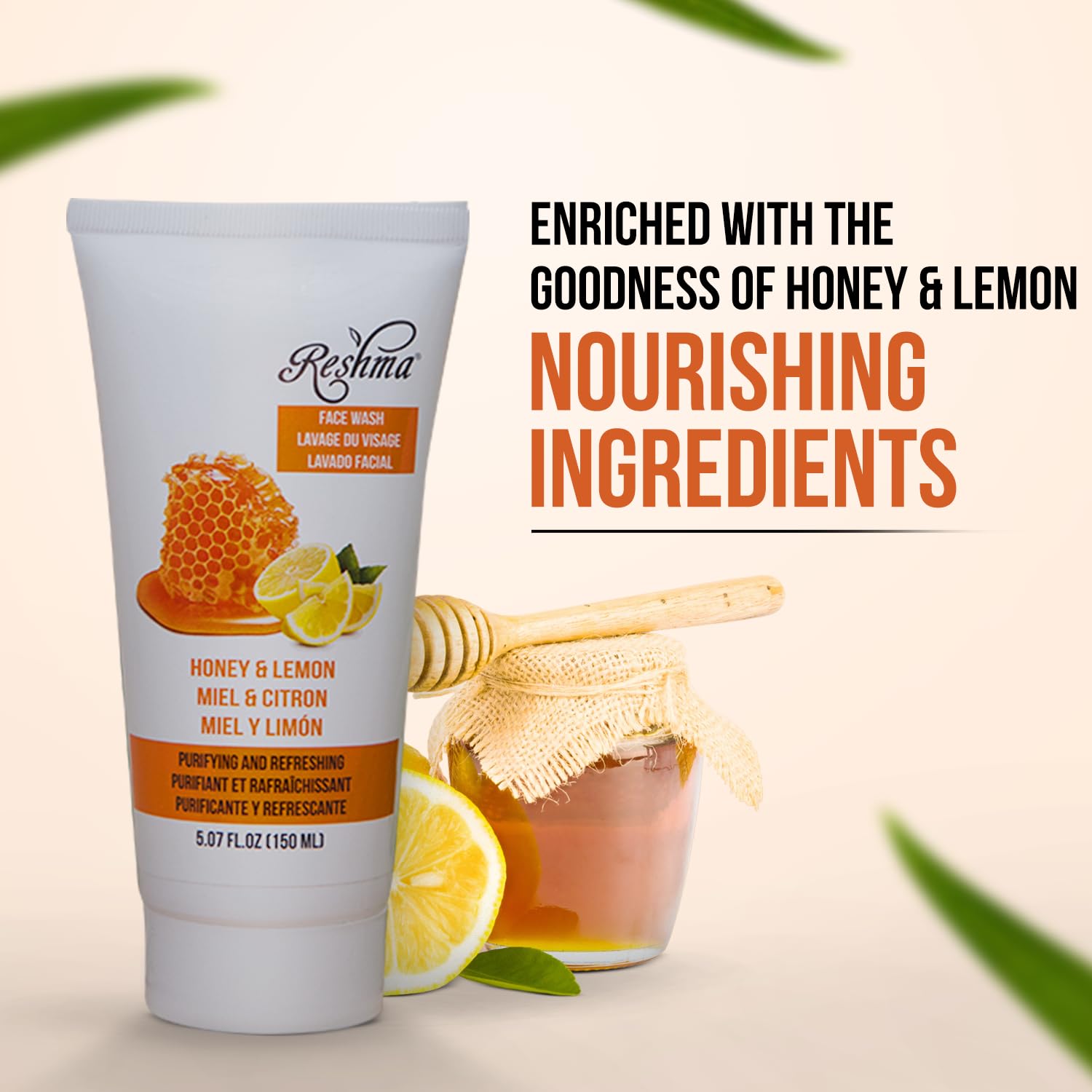 Reshma Beauty Honey & Lemon Face Wash massaged onto damp skin during cleansing.