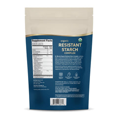Close-up of resistant starch powder bottle label