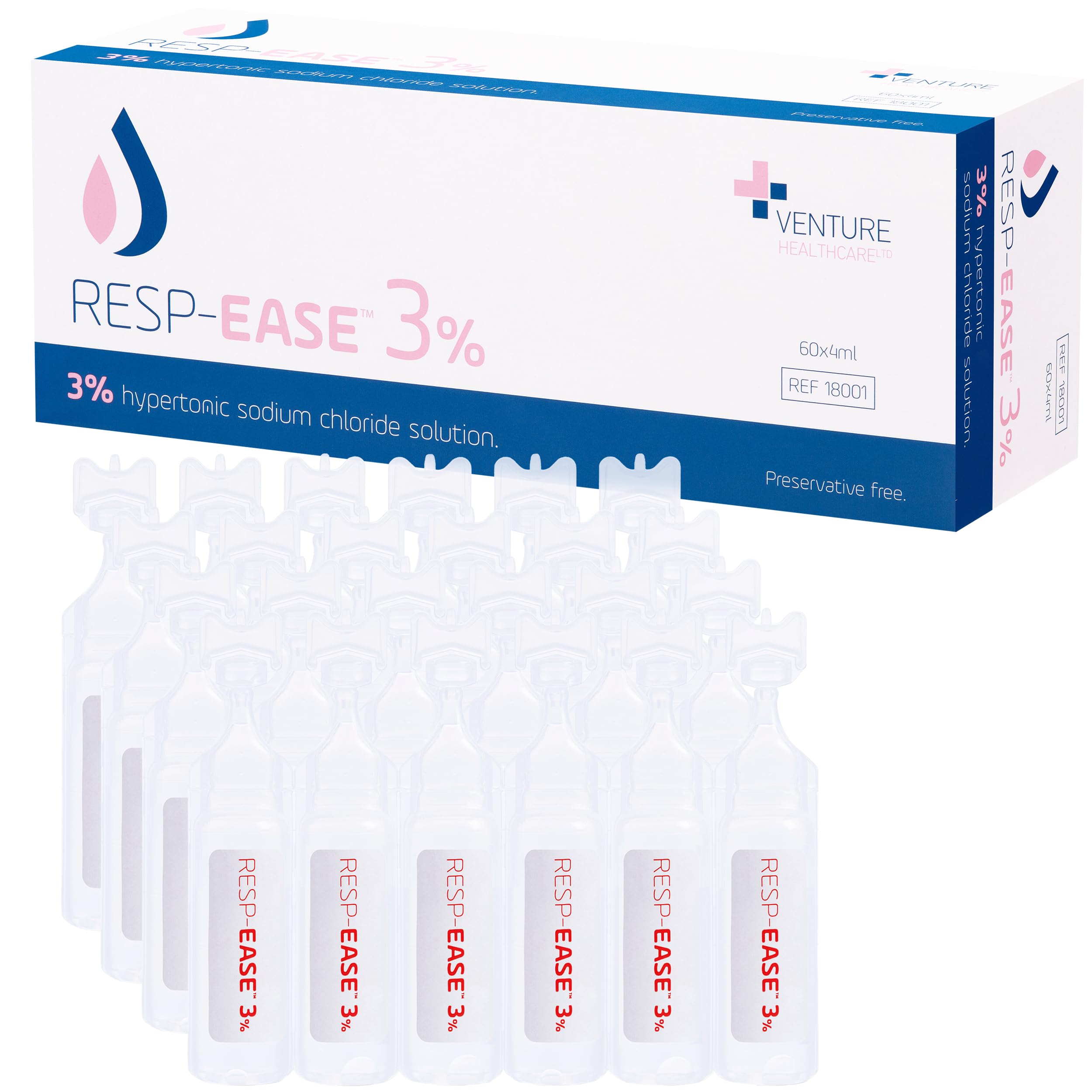 Resp-Ease 3% saline bottle for daily nasal cleansing on the go.
