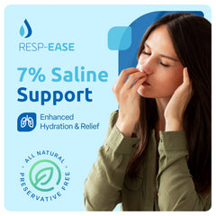 Resp-Ease nebulizer saline demonstrates at-home airway moisture therapy.