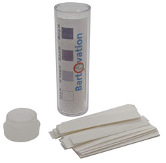Close-up of iodine test paper strips for 0-50 ppm