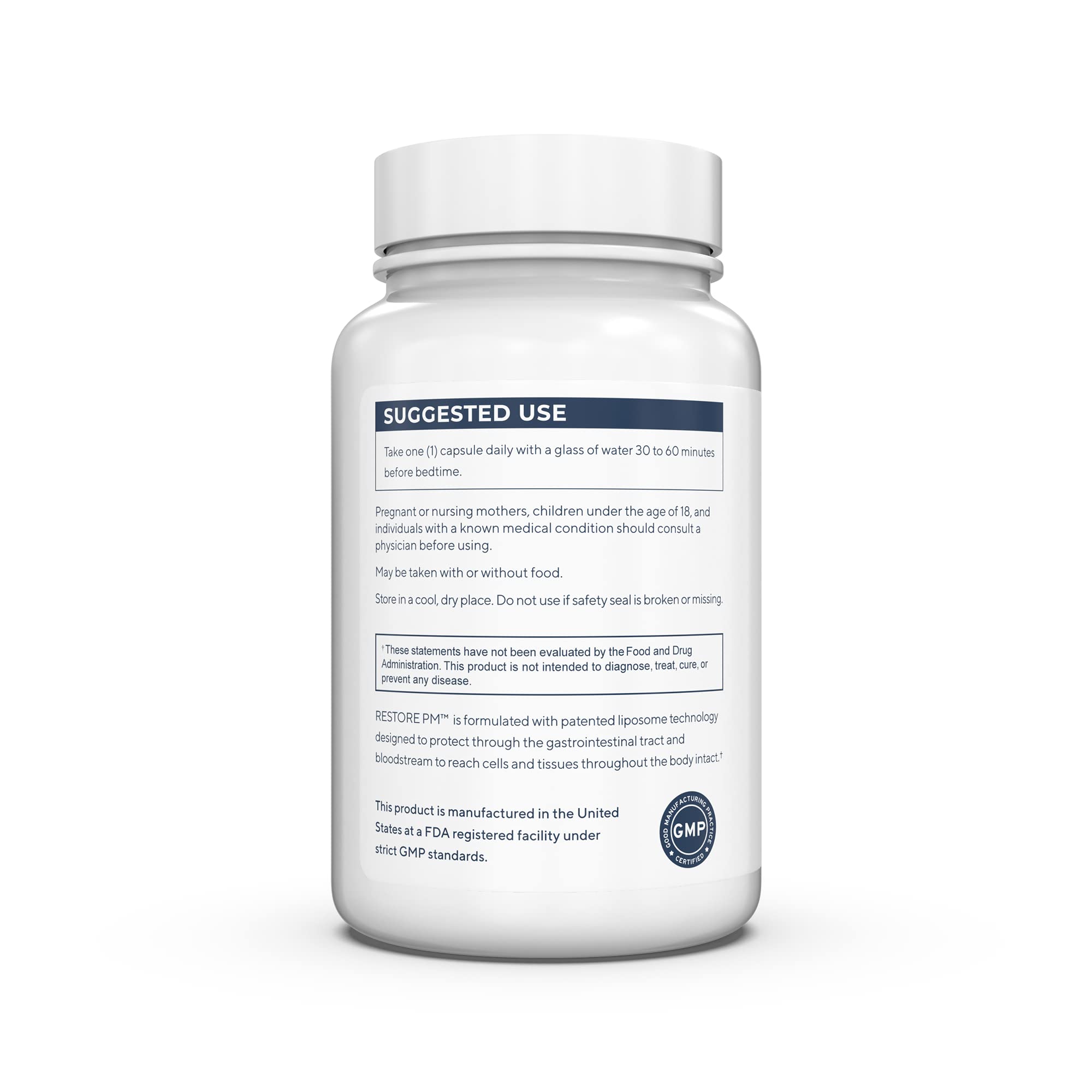 List of key liposomal ingredients: melatonin, 5-HTP, GABA, apigenin, glutathione