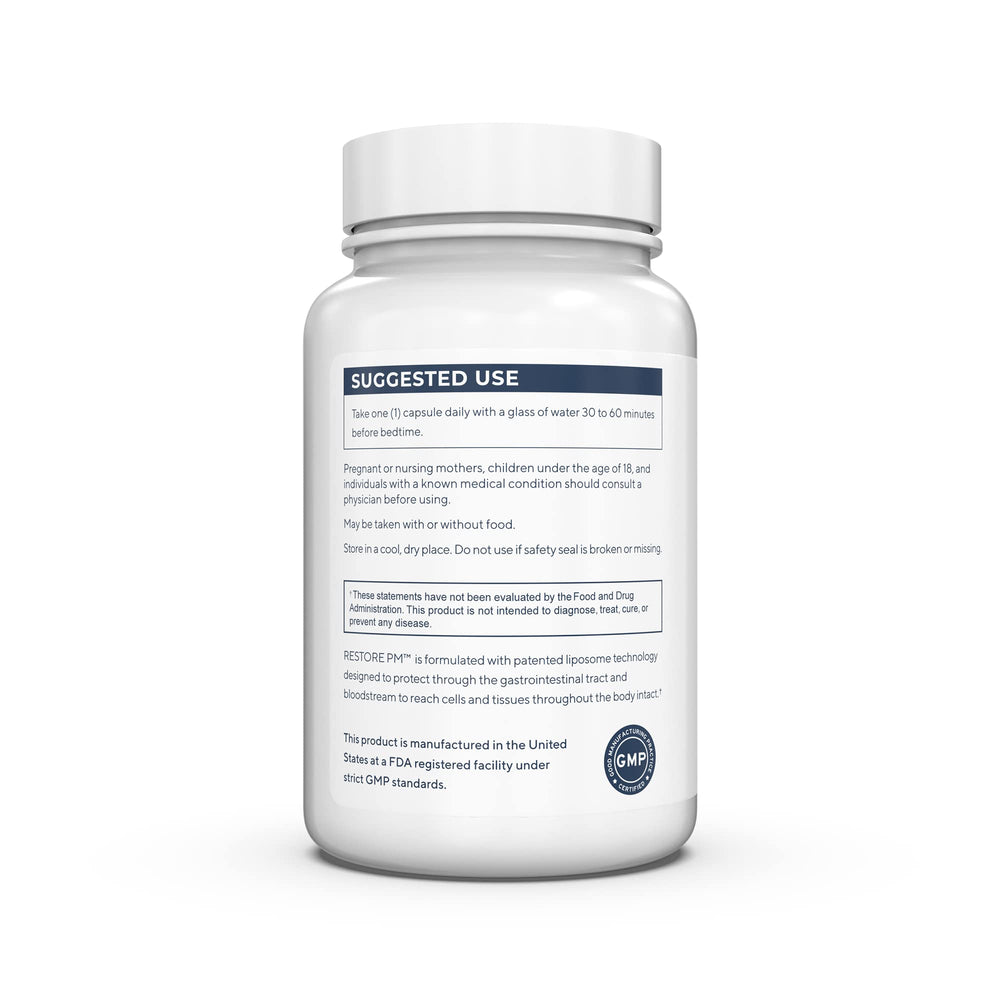 List of key liposomal ingredients: melatonin, 5-HTP, GABA, apigenin, glutathione