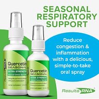 Close-up of Results RNA Quercetin Seasonal bottle label