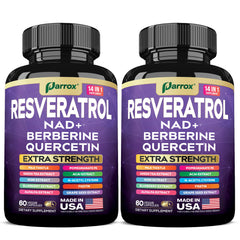 Parrox Resveratrol 14-in-1 120-caps bottle label