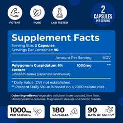 180-count bottle of Resveratrol capsules on a label