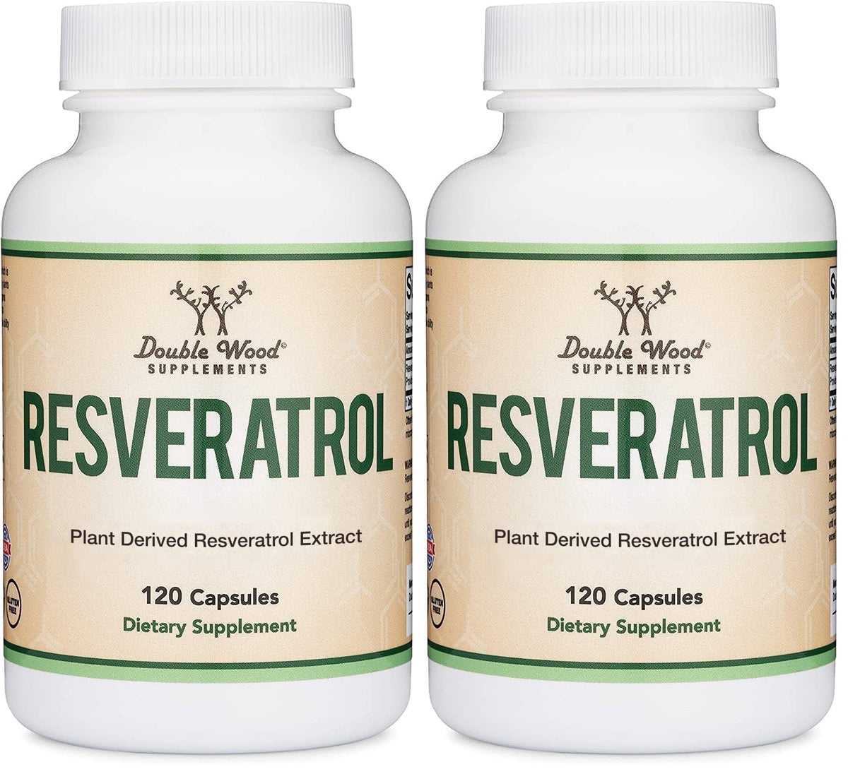 Front view of Double Wood Resveratrol 500mg bottle – pack of 2