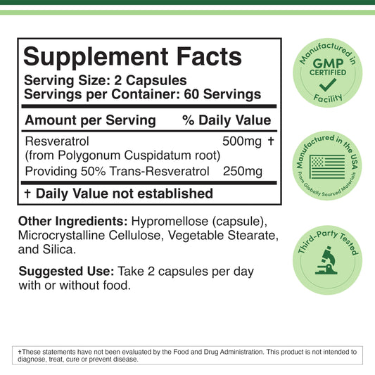 Bottle label showing 120 capsules per bottle