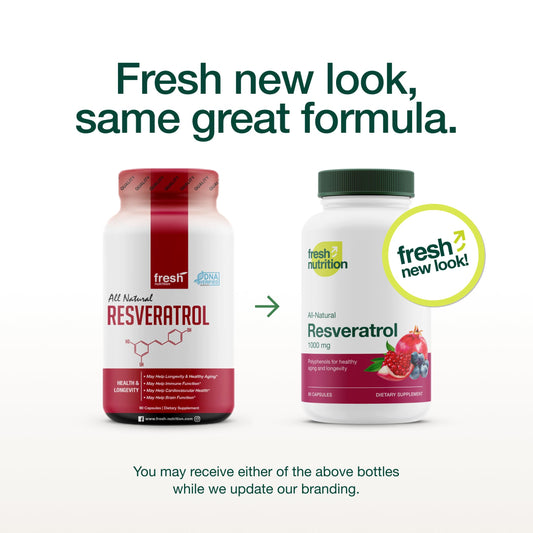 Close-up of Resveratrol bottle label showing Trans-Resveratrol information
