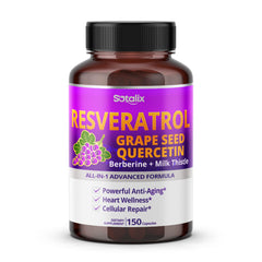 Bottle of Resveratrol with grape seed, quercetin, berberine, and milk thistle - USA Made