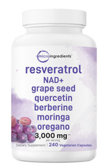 Resveratrol NAD 3,000mg bottle with 240 veggie capsules
