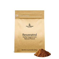 Resveratrol powder in a resealable eco-friendly bag