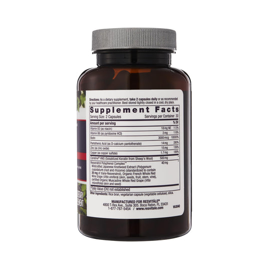 Opening view of ResVitale Keratin Hair Enhance capsules