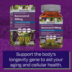 ResVitale Resveratrol features 4-hour sustained release in the capsule design.