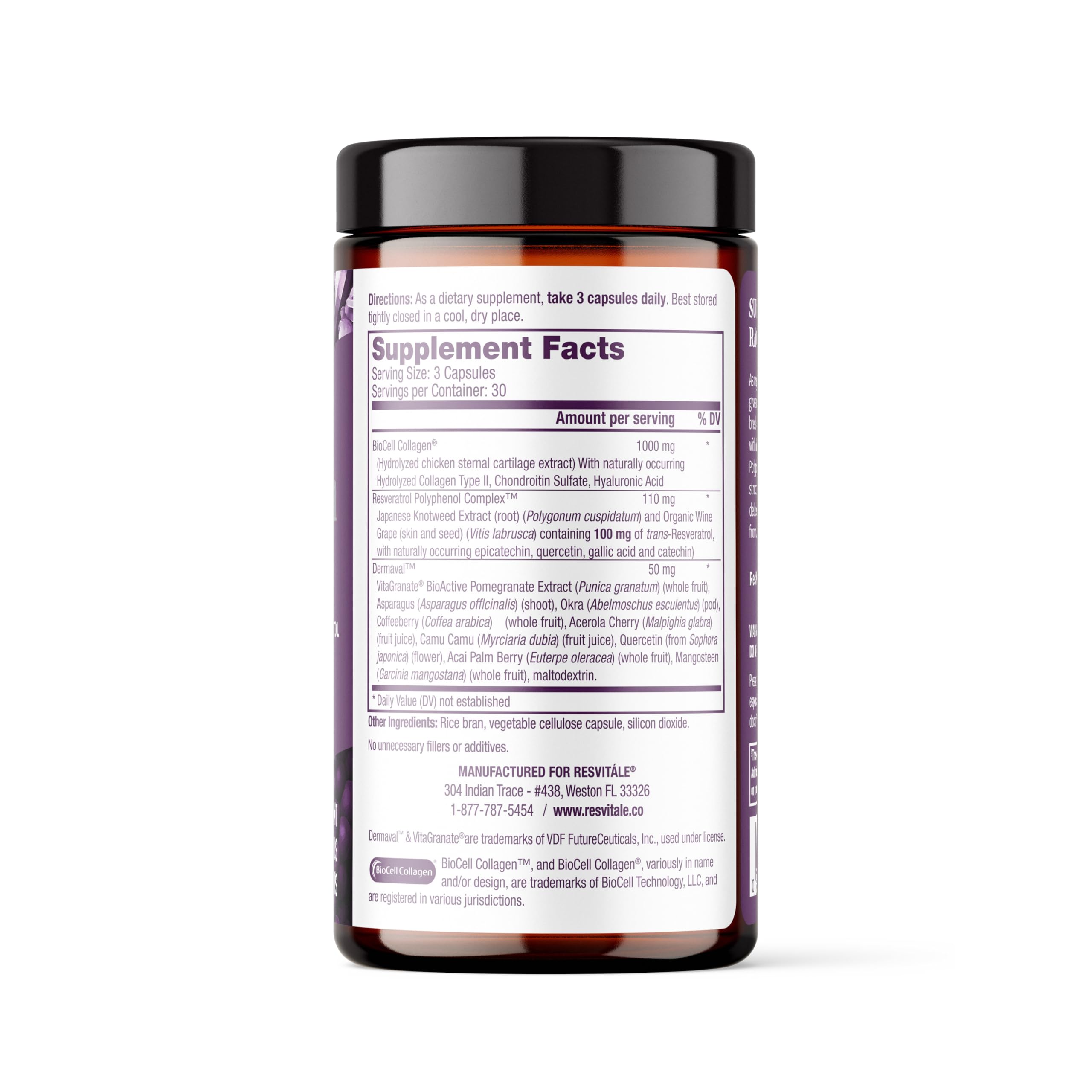 Illustration of collagen and resveratrol ingredients