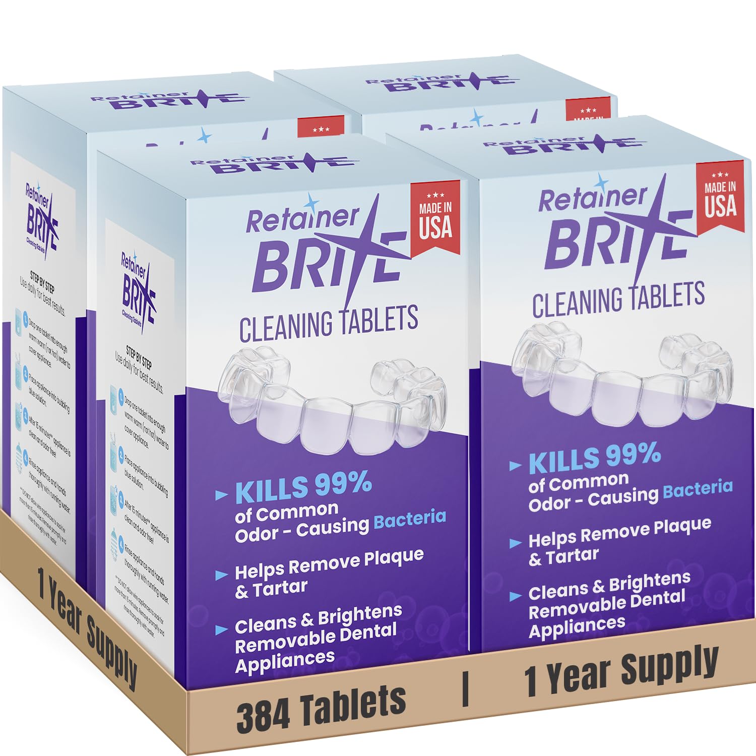 Retainer Brite 384-tablet package and packaging
