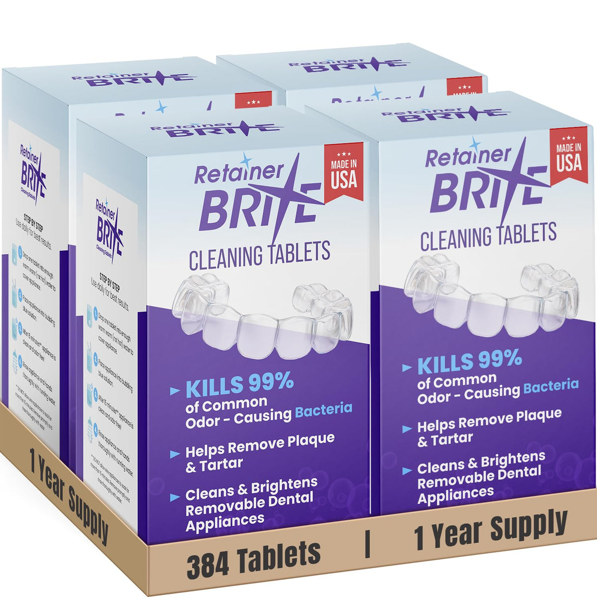 Retainer Brite 384-tablet package and packaging
