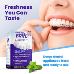 Individually wrapped Retainer Brite tablets