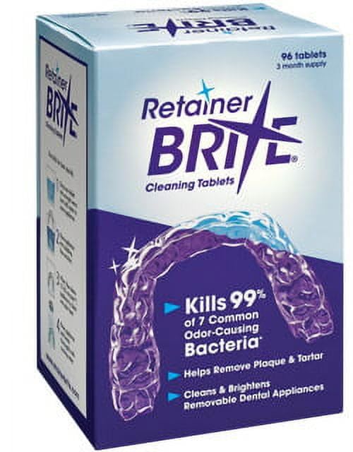 Retainer Brite tablets 96 count for cleaning clear retainers, aligners, wire retainers, mouthguards, and nightguards