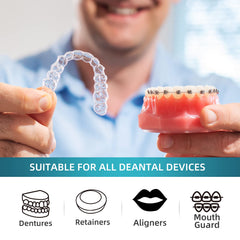 Multi-use cleaner for retainers, braces, and night guards