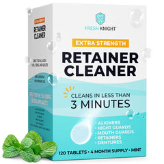 Fresh Knight Retainer Cleaner Tablets bottle with 120 tablets