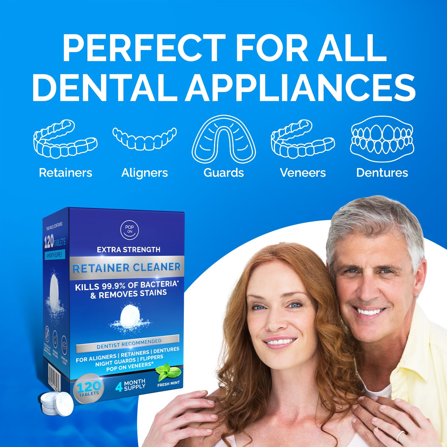 Mint-fresh retainer cleaner tablets packaging for travel