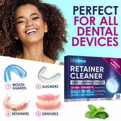 Front view of Retainer Cleaner Tablets packaging