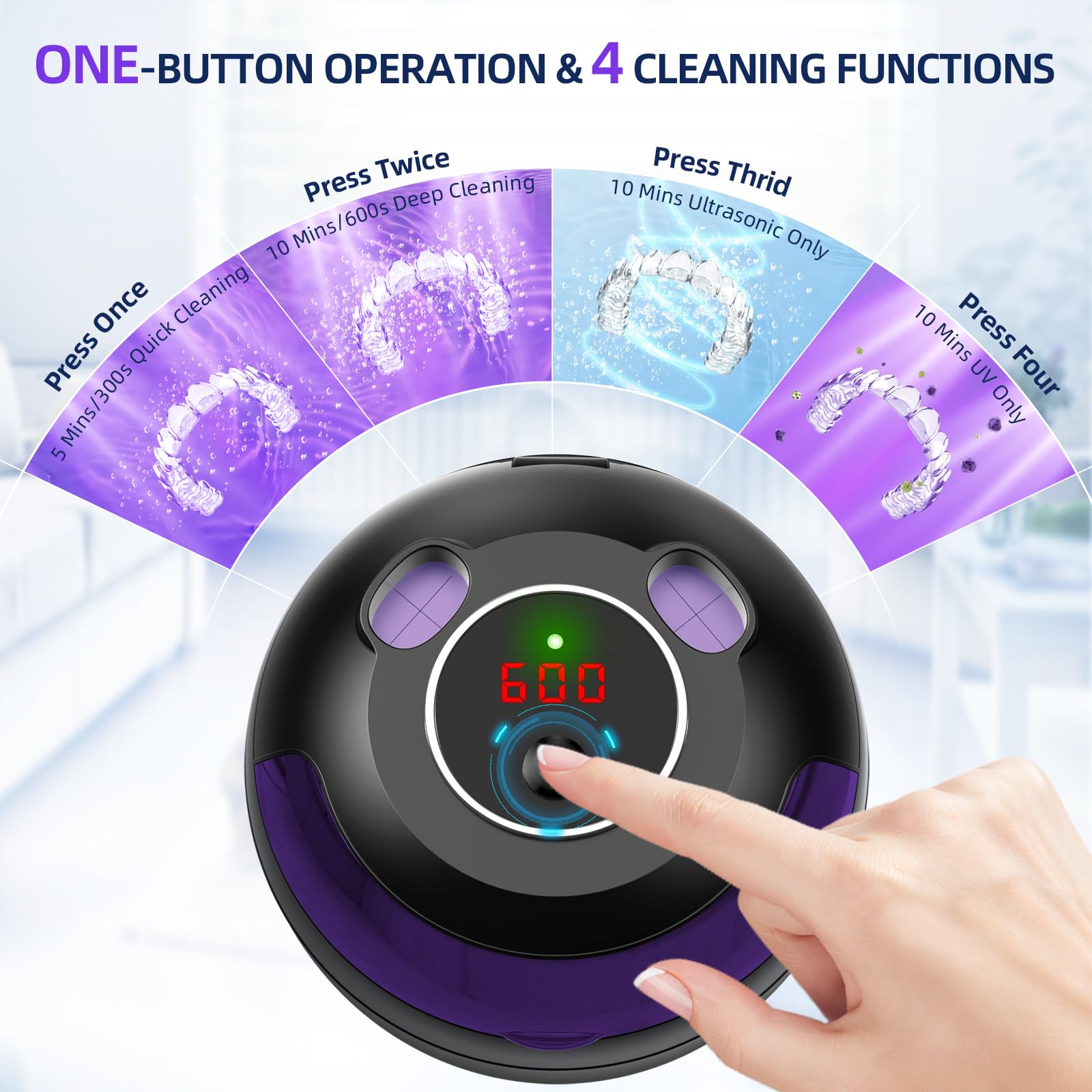 Device with four UV lights for deep cleaning