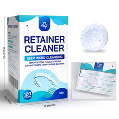 Retainer, denture, and mouth guard soaking in cleaning solution