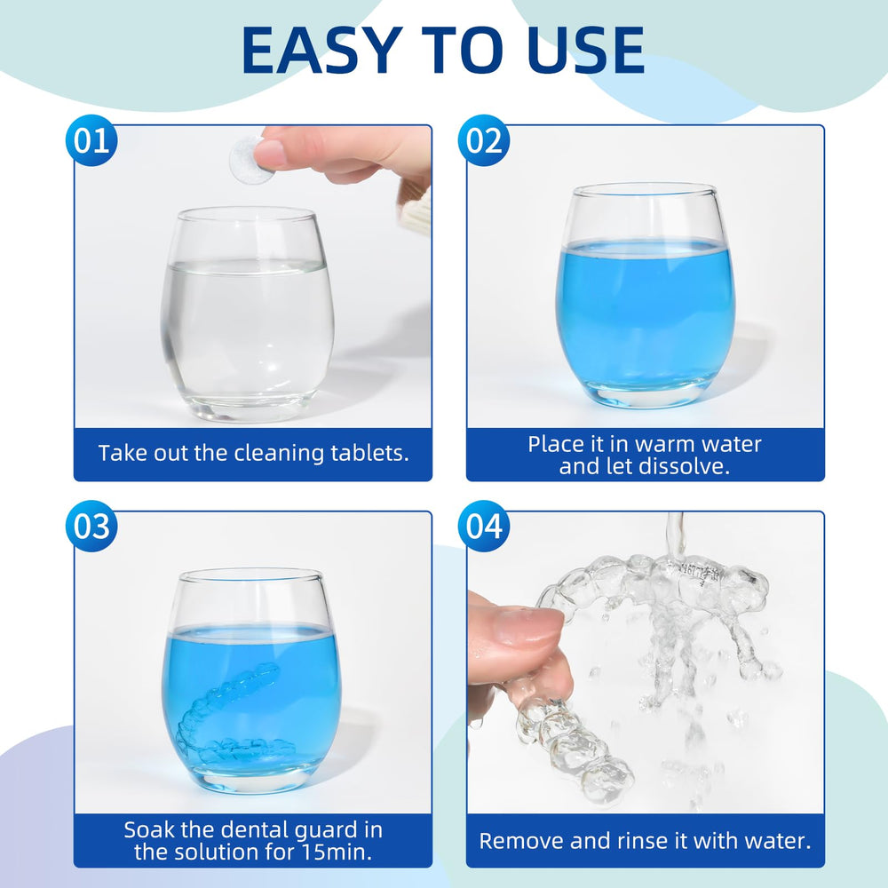 Mouth guard and retainer soaking with cleaner tablets