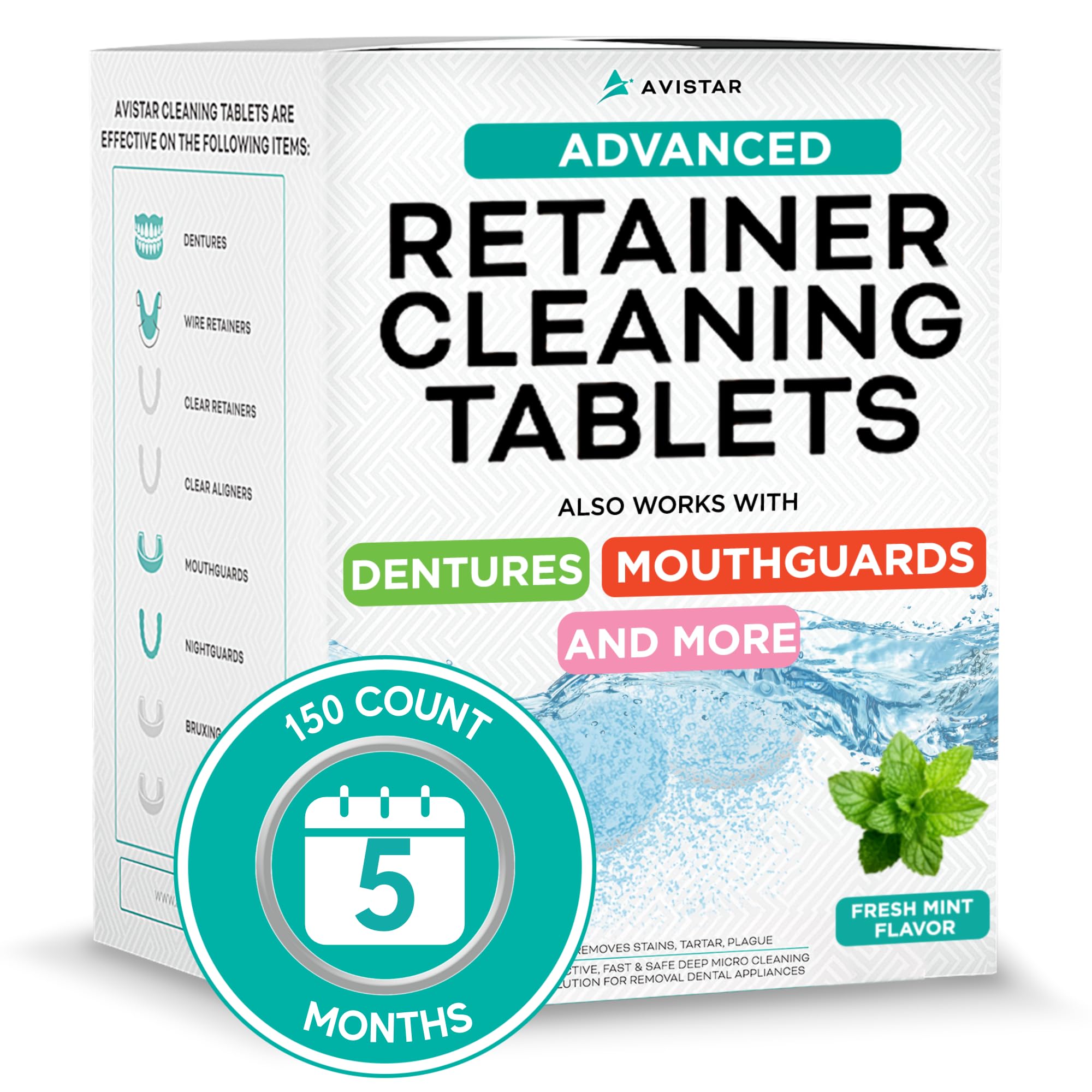 Mint flavor cleaner tablets packaging for retainer and mouth guard cleaner