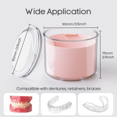 Pink storage case for dentures, retainers and mouth guards