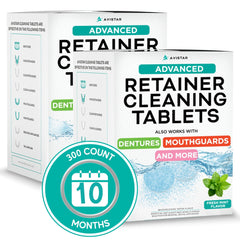 Mint flavor retainer and mouthguard cleaner tablet dissolving in water